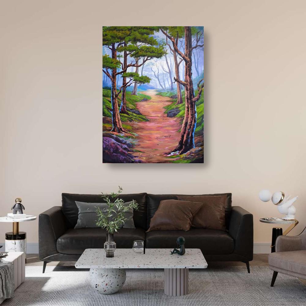 Buy Pathway of Nature Handmade Painting by MUHAMMAD HANEEPHA.  Code:ART_7964_56068 - Paintings for Sale online in India.