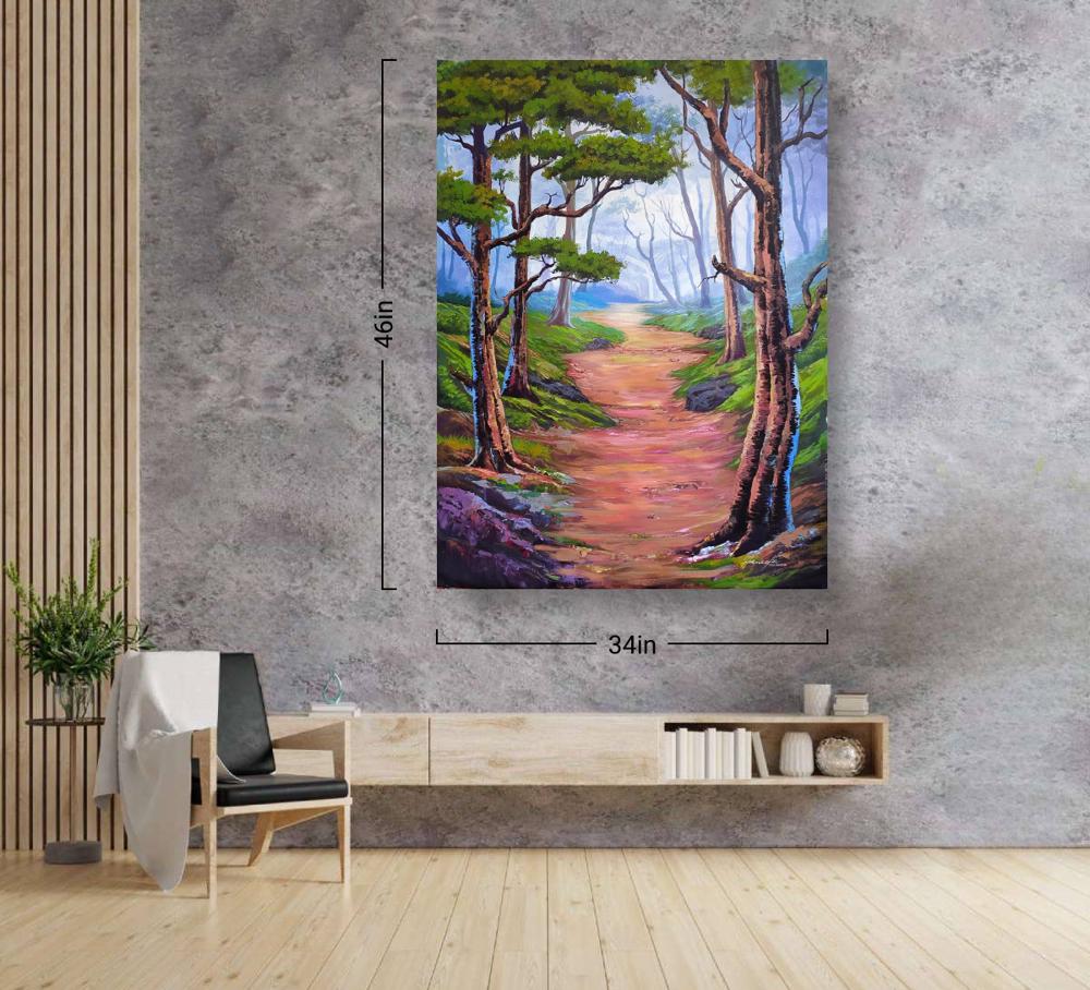 Buy Pathway of Nature Handmade Painting by MUHAMMAD HANEEPHA.  Code:ART_7964_56068 - Paintings for Sale online in India.