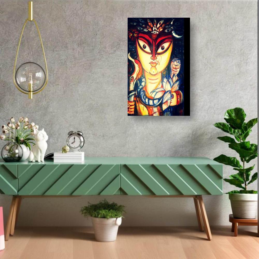 Cotton Wall Poster Sherawali Ma Durga Mata: Spiritual Hanging Unframed Sheet, Multicolor (20084 Cotton Wall Poster Sherawali Ma Durga Mata: Spiritual Hanging Unframed Sheet, Multicolor (20084
